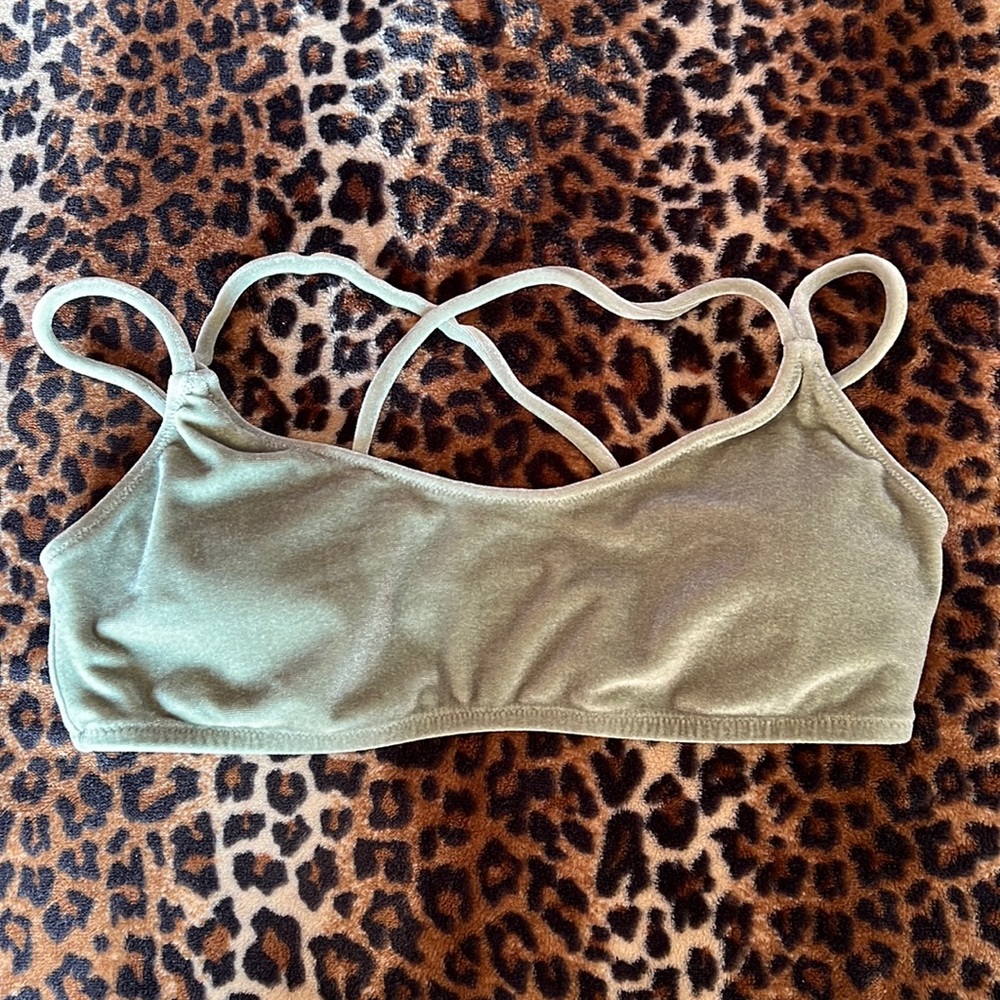 Medium green velvet swim top